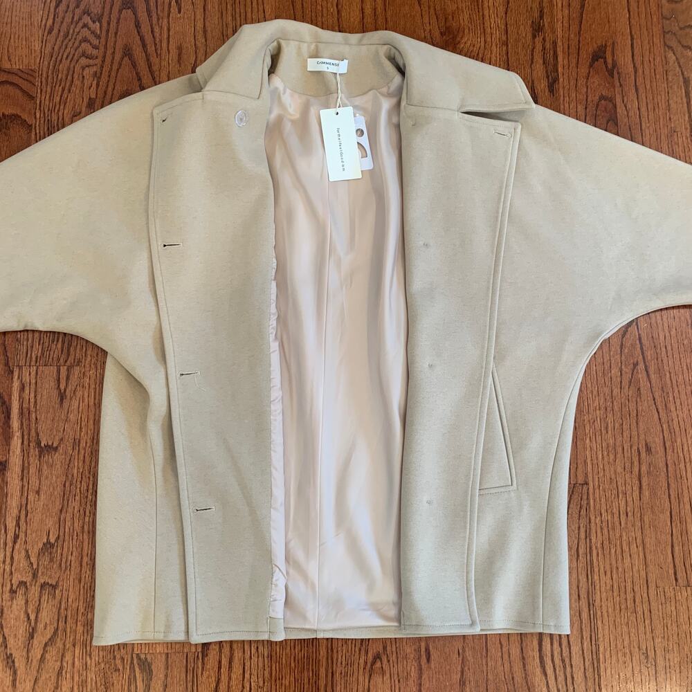 BNWT Commense Button-up Coat Jacket | Beige Khaki | Size Small - Picture 6 of 11